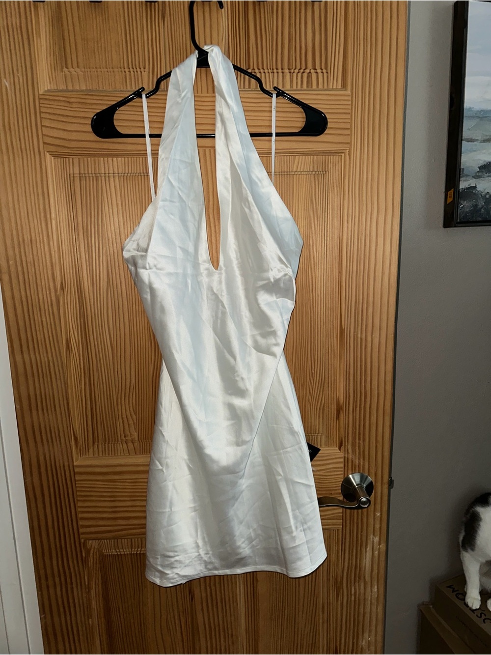 Lulu's White Satin Halter Dress